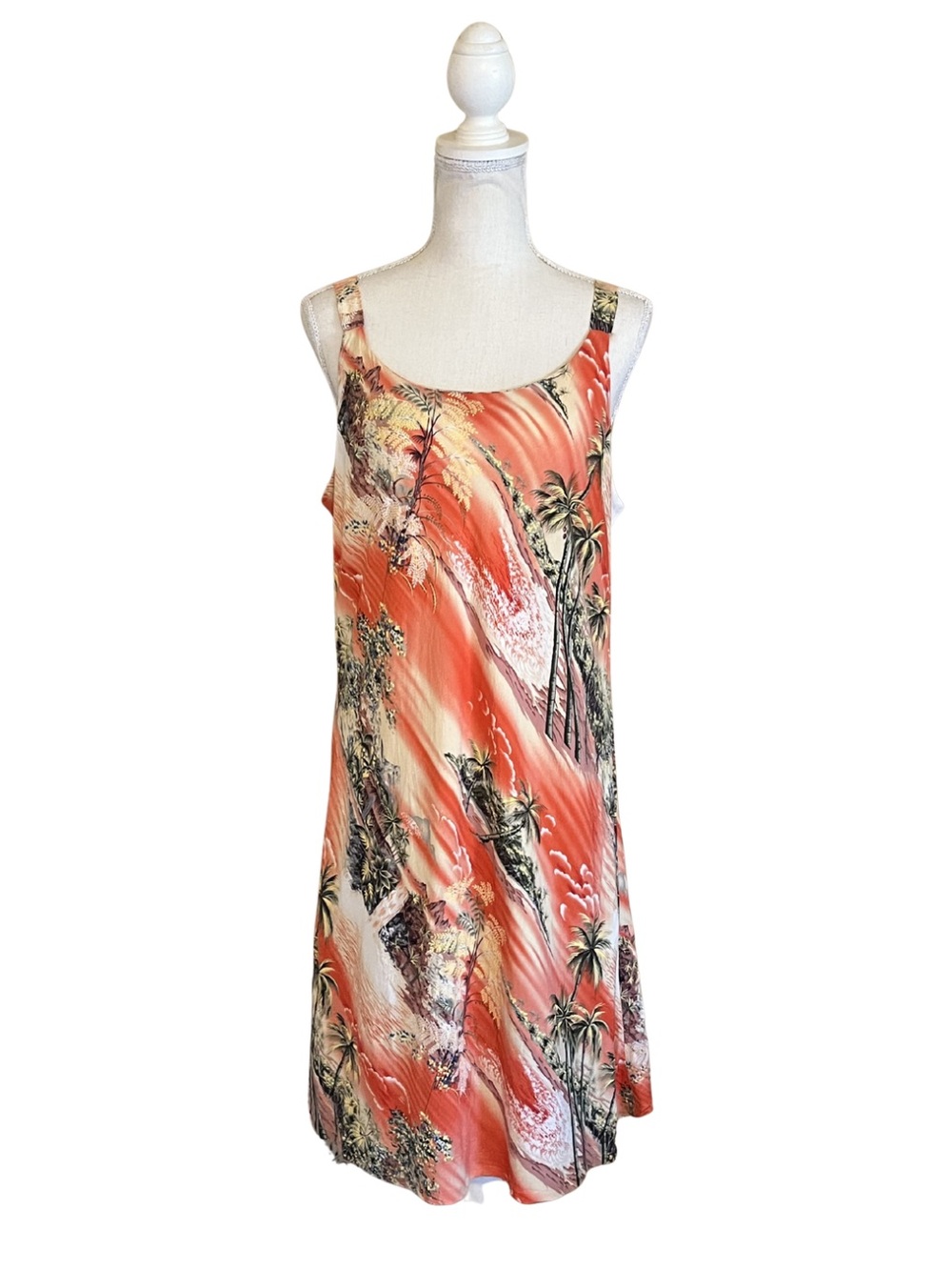 Hawaiian print rayon summer sundress Puanani XL resortwear vacation tiki 90s mom